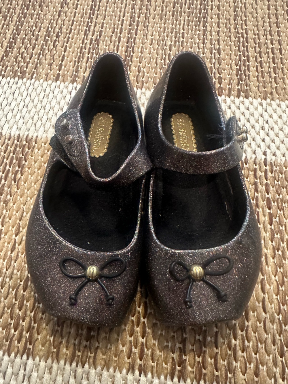 Mini Melissa Girls Glitter Mary Janes in Pewter